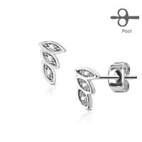 Pair of Surgical Stainless Steel Ear Studs - 3 Leaves image