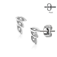 Pair of Surgical Stainless Steel Ear Studs - 3 Leaves image