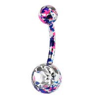 Surgical Steel Pink and Purple Paint Splatter Navel image