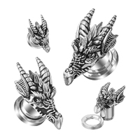 Dragon Head 316L Surgical Steel Screw Fit Tunnel image