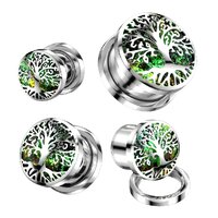 Opal Glitter Tree of Life Steel Screw Fit Tunnel image