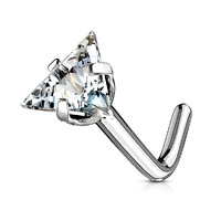 Triangle Clear Crystal Top Dog Leg Nose Stud  image