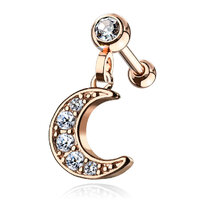 Rose Gold Plated Tragus Gem Crescent Dangle  image