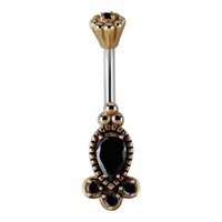 Cast Brass Black Jewelled Bead Cluster Navel image