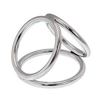 Surgical Steel Rounded Triple Cock & Ball Ring image
