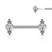 Threadless Jewelled Trinity Beaded Cluster Silver Plated Decorative Nipple Barbell image