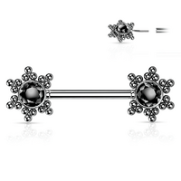Threadless Beaded Star Jewelled Cluster Silver Plated Decorative Nipple Barbell image