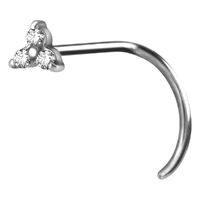 Surgical Steel Trinity Jewelled Nose Stud : 0.8mm (20ga) x Clear Crystal image