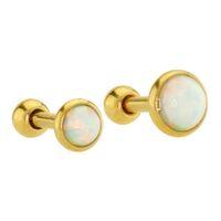 Gold Plated Opal Cabochon Disc Barbell image