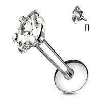 Internally Threaded Surgical Steel Jewelled Marquise Labret image