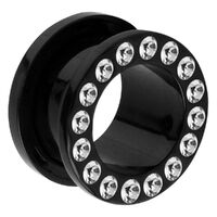 Black Acrylic Jewelled Flesh Tunnels image