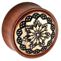 Rose Wood Plug with Brass Floral Pattern image
