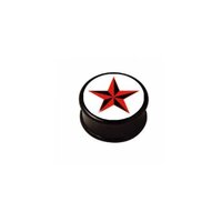 Ikon Plug - White/Black/Red Five Pointed Star : 6mm x White/Black