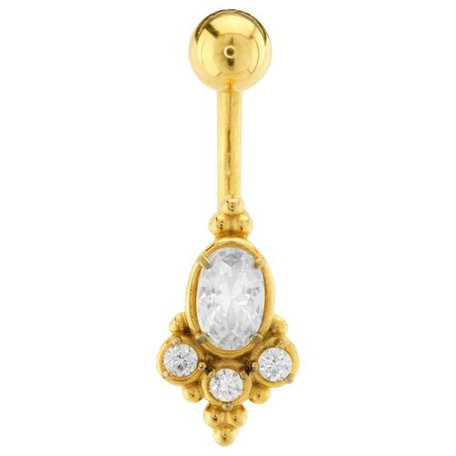  Bright Gold PVD Jewelled Bead Cluster Navel