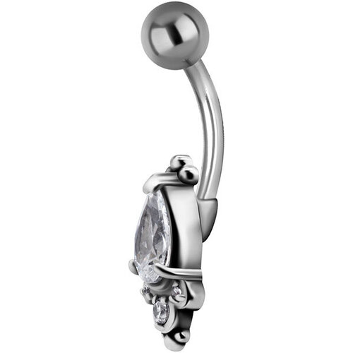  Surgical Steel Jewelled Oval Bead Cluster Navel
