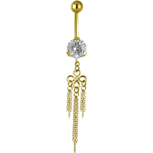  Bright Gold PVD Jewelled Hanging Shamrock Chains