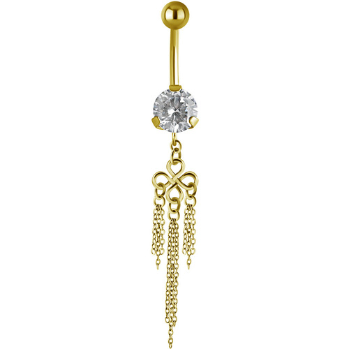  Bright Gold PVD Jewelled Hanging Shamrock Chains