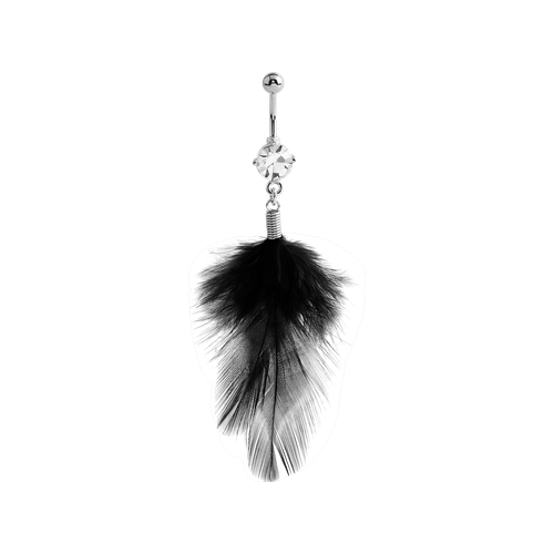  Jewelled Navel with Black Feather Charm