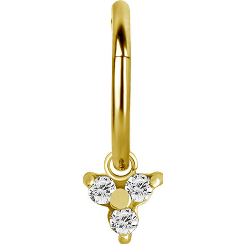  Bright Gold Hinged Segment Ring Trinity Charm  : Clear Crystal