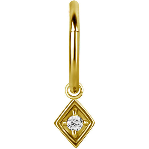  Bright Gold Hinged Segment Ring Spade Charm : Clear Crystal