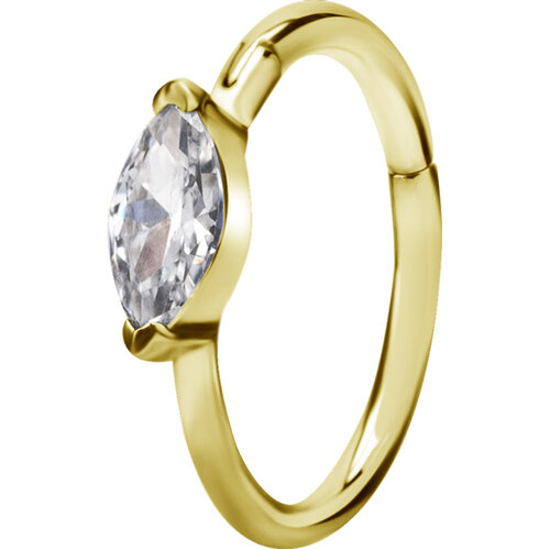  Bright Gold Jewelled Angled Marquise Hinged Conch Ring