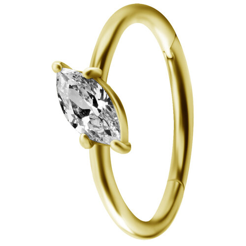  Bright Gold Jewelled Marquise Hinged Conch Ring
