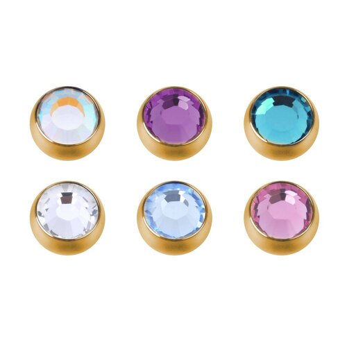  Bright Gold Screw-on Jewelled Balls
