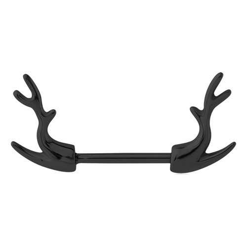  Black Steel Deer Horn Nipple Barbell