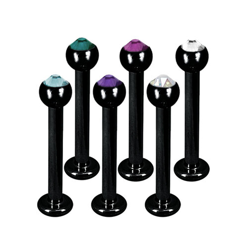  Black Steel Micro Jewelled Labret