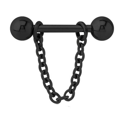  Black Steel Chain Nipple Barbell
