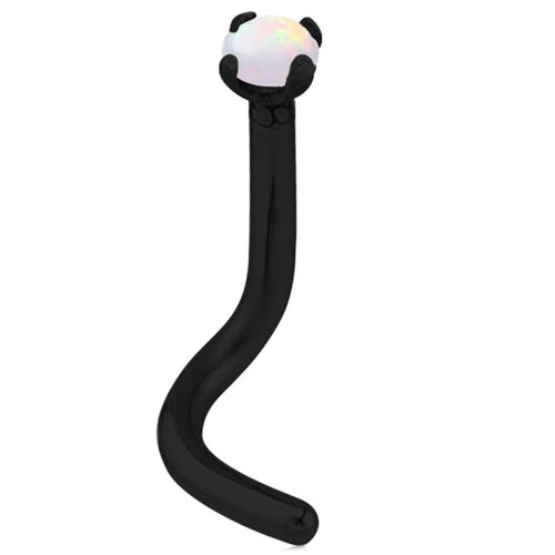  Black Steel PVD Prong Set Opal Nose Stud