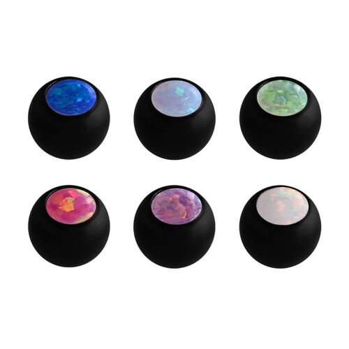  Black Steel Jewelled Ball with Synthetic Opal