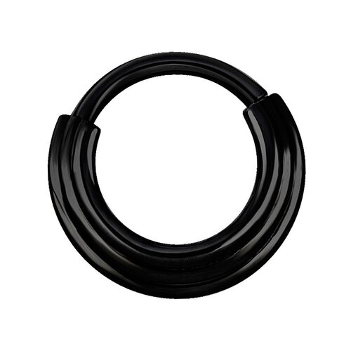 Black Steel PVD Stacked Rings Hinged Clicker : 1.2mm (16ga) x 6mm