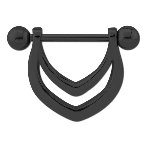  Black Steel V Nipple Shield Barbell