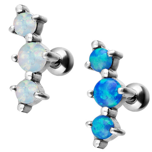  Steel Prong Set Opal Barbell