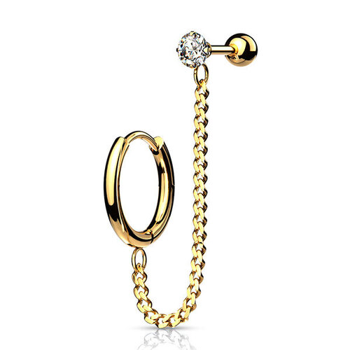  Steel Jewelled Barbell with Chain Linked Hoop