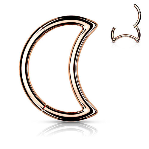  Steel Crescent Moon Hinged Segment Ring