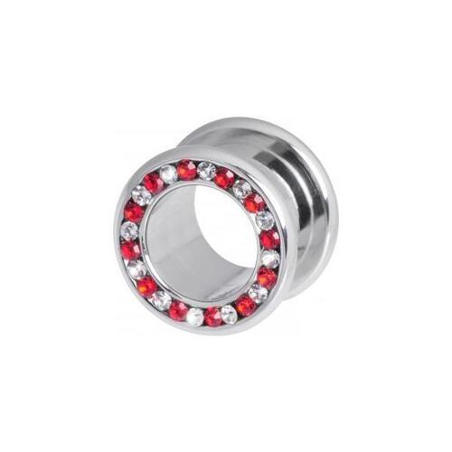  Steel Basicline® Clear & Red Channel Set Jewelled Tunnel