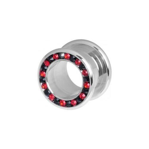  Steel Basicline® Red & Black Channel Set Jewelled Tunnel