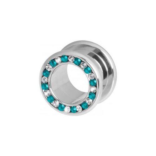  Steel Basicline® Blue Zircon & Clear Channel Set Jewelled Tunnel