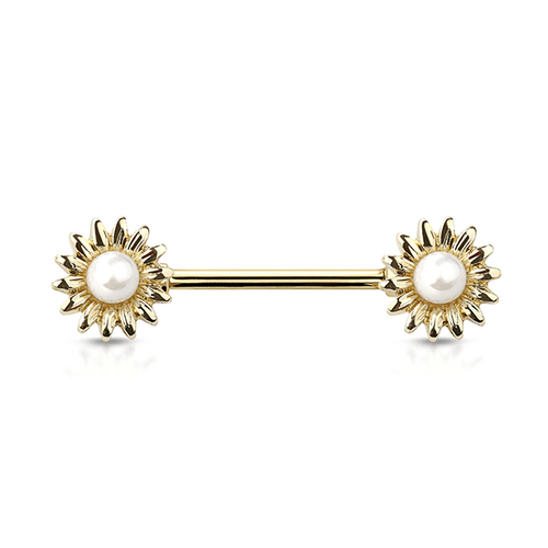  Pearl Sunflower Gold Plated Decorative Fashion Nipple Barbell