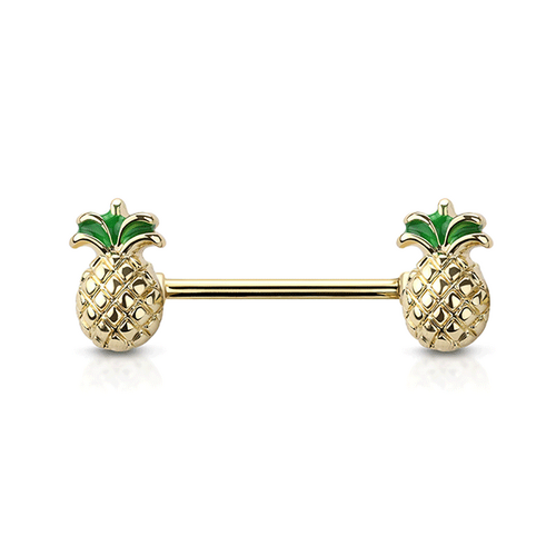  Pineapple Gold Plated Decorative Fashion Nipple Barbell