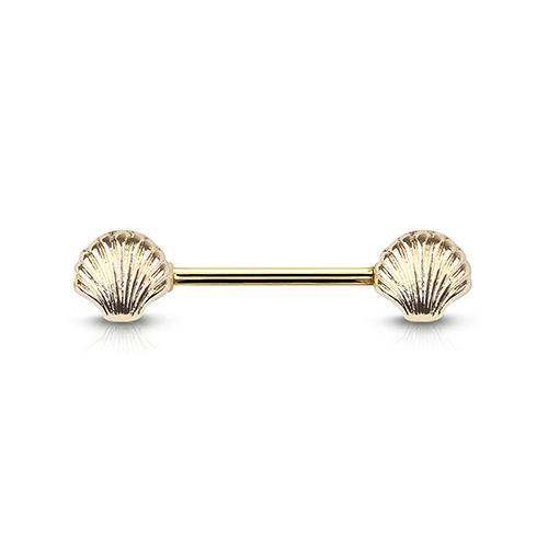  Seashell Gold Plated Decorative Fashion Nipple Barbell
