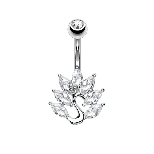  Peacock Marquise Jewelled Cluster Plated Fashion Navel : 1.6mm (14ga) x 10mm