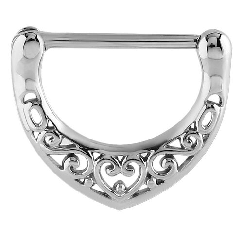  Steel Filigree Heart Nipple Clicker