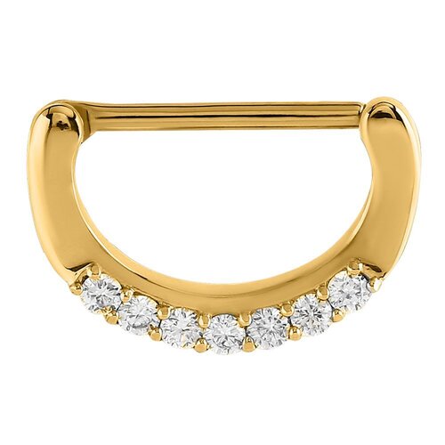  Bright Gold Prong Set Jewelled Nipple Clicker