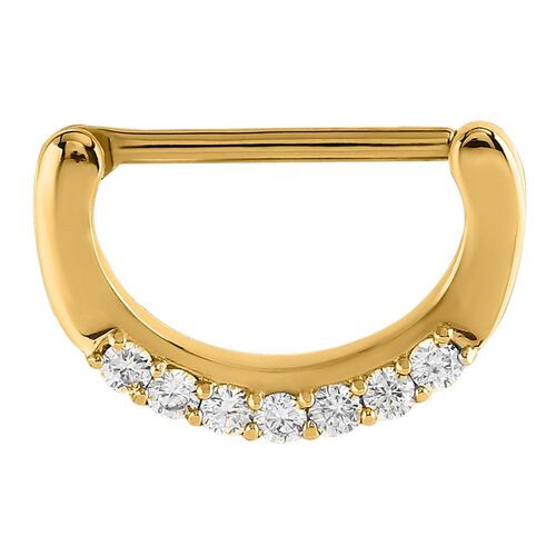  Bright Gold Prong Set Jewelled Nipple Clicker