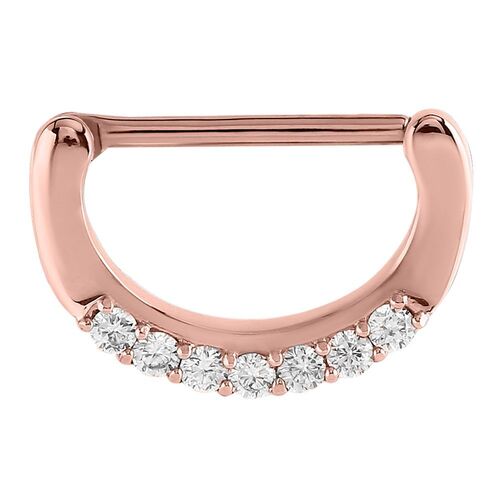  Rose Gold Prong Set Jewelled Nipple Clicker