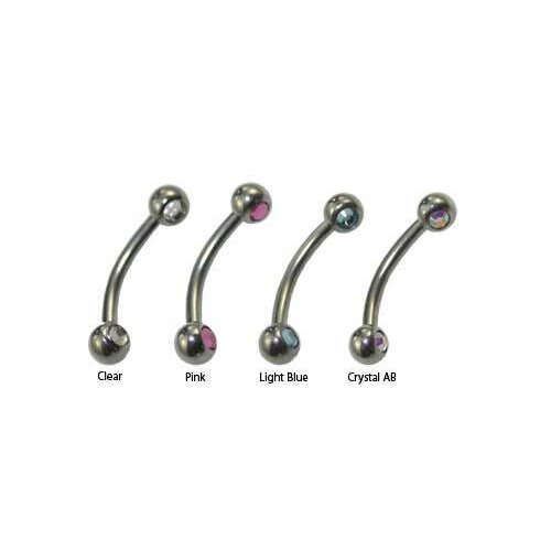  Eyebrow Bars Double Jewelled Forward Facing Gems