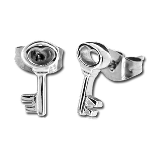  Pair of Surgical Steel Ear Studs - Key : Key